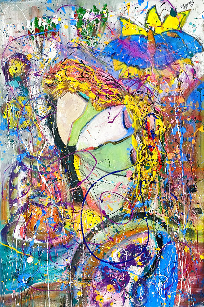 Besseme 2017 58x46 - Huge - Kiss Me Original Painting by Giora Angres