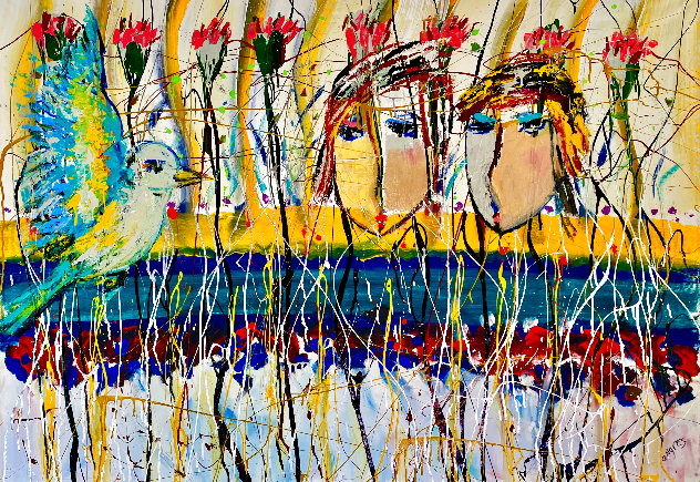 Our Bird 2020 46x60 - Huge Original Painting by Giora Angres