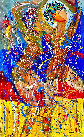 Celebration 2014 60x40 - Huge Original Painting - Giora Angres