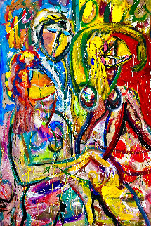 Three in Love 2017 60x46 - Huge Original Painting - Giora Angres