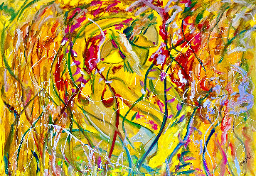 Golden Kiss 2016 46x58 Huge Original Painting - Giora Angres