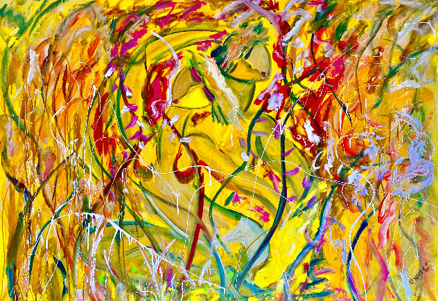Golden Kiss 2016 46x58 Huge Original Painting by Giora Angres
