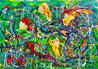 Windblown Love Triangle 2022 46x60 - Mixed Media on Canvas - Huge Original Painting by Giora Angres - 1