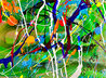 Windblown Love Triangle 2022 46x60 - Mixed Media on Canvas - Huge Original Painting by Giora Angres - 4