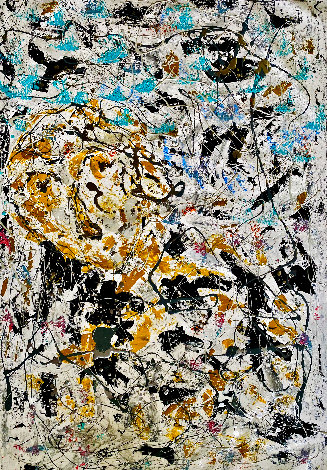 Hombre En Gris 1998 58x42 - Huge Original Painting - Giora Angres
