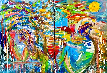 Memories Diptych 2019 46x32 - Set of 2 - Huge Original Painting - Giora Angres