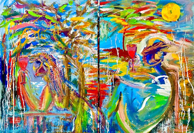 Memories Diptych 2019 46x32 - Set of 2 - Huge Original Painting by Giora Angres