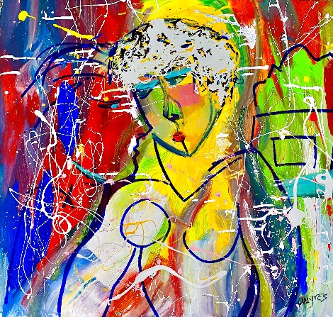 Lady in Contemplation 2022 32x34 Original Painting - Giora Angres