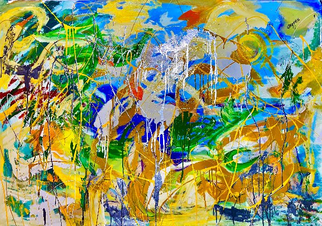 On the Beach 2022 46x60 - Huge Original Painting by Giora Angres