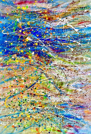 Birth of the Ocean 60x44 - Huge Painting Original Painting - Giora Angres