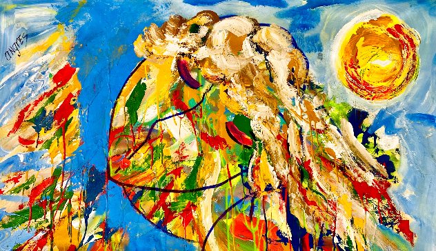 Sun Worshipper 2018 24x44 - Huge Original Painting by Giora Angres