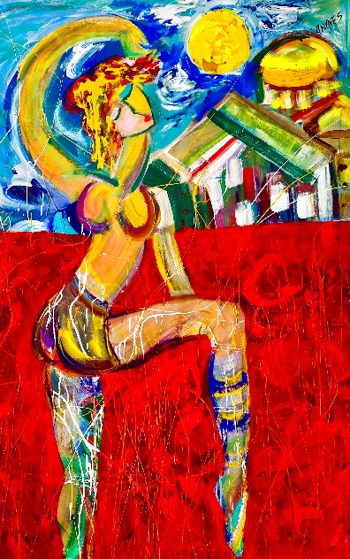 Luna Dancer 2014 60x46 - Huge - Moon Original Painting by Giora Angres