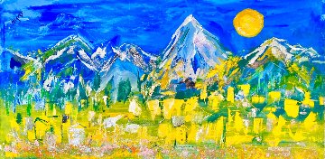 Paris Series: Golden Sunset 1998 32x60 - Huge  Original Painting - Giora Angres