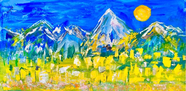 Paris Series: Golden Sunset 1998 32x60 - Huge  Original Painting by Giora Angres