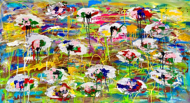 Giverny 36x60 - Mixed Media on Canvas - Huge - France Original Painting by Giora Angres