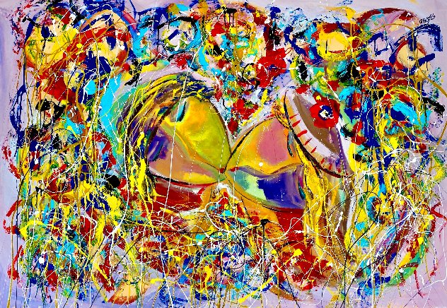 True Love 46x60 - Huge Original Painting by Giora Angres