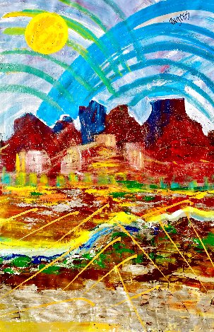Santa Fe Landscape 62x42 - Huge - New Mexico Original Painting - Giora Angres