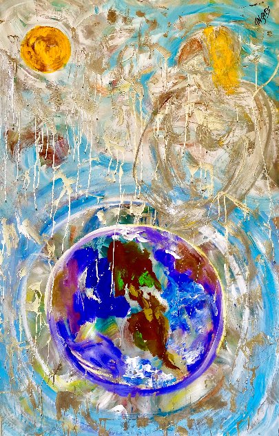 Save the Planet Series: Earth Angel 2016 60x44 - Huge Original Painting by Giora Angres