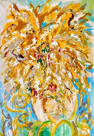 Sunflower Morning 2016 60x44 - Huge Original Painting - Giora Angres