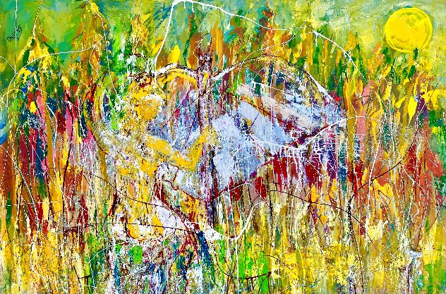 Chasing Butterflies 2017 43x62 - Huge Original Painting by Giora Angres
