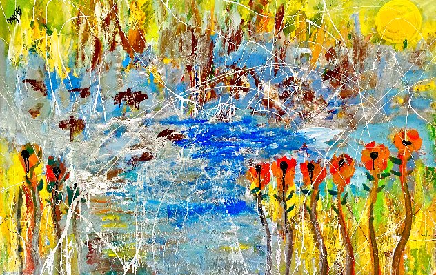 Wetlands 44x60 - Huge Original Painting by Giora Angres