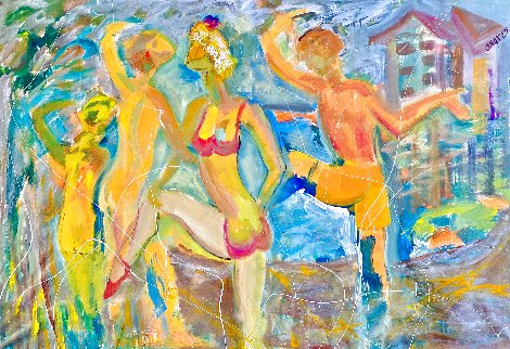Beach Dance 2023 46x62 - Huge Original Painting - Giora Angres