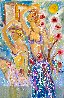 Gold and Pink Ladies 60x44 - Huge Original Painting by Giora Angres - 1