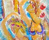 Gold and Pink Ladies 60x44 - Huge Original Painting by Giora Angres - 2