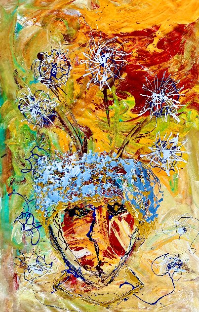 Lady in Blue 2023 58x40 - Huge Original Painting by Giora Angres