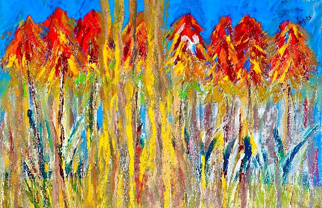 Brush Fire 2023 42x62 - Huge Original Painting by Giora Angres