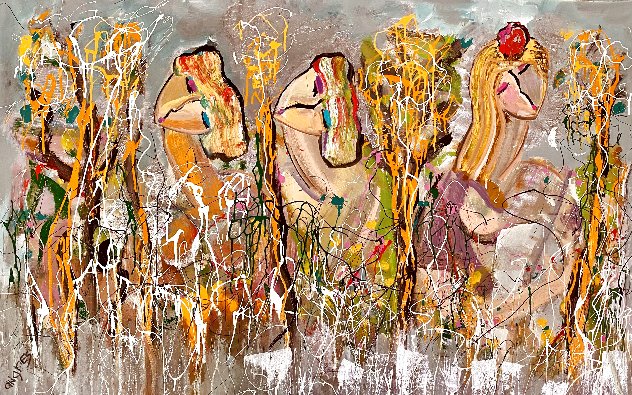 Ceremony 2012 42x62 - Huge Original Painting by Giora Angres