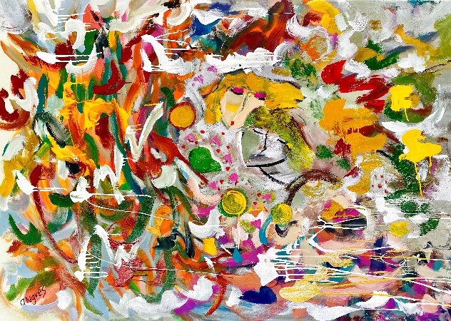 Falling Fruit 2023 44x62 - Huge Original Painting by Giora Angres