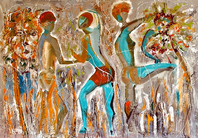 Moonlight Dance  2014 42x62 - Huge Original Painting by Giora Angres
