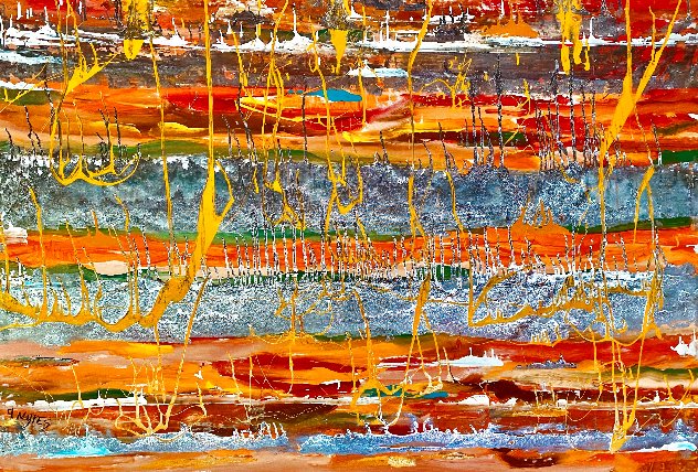 River of Fire 2023 44x62 - Huge Original Painting by Giora Angres