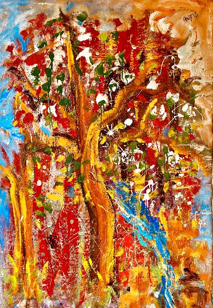 Fire Tree 2023 44x62 - Huge Original Painting by Giora Angres