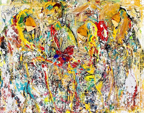 Canadian Snowbirds 2014 36x48 - Huge Original Painting - Giora Angres