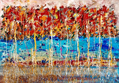 Mangrove Trees, Florida 2021 46x62 - Huge Original Painting - Giora Angres
