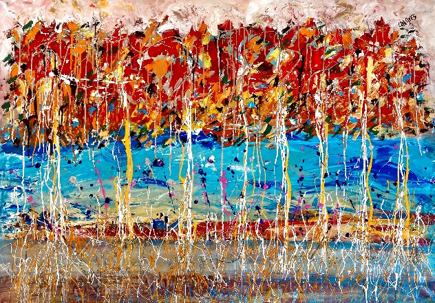 Mangrove Trees, Florida 2021 46x62 - Huge Original Painting by Giora Angres