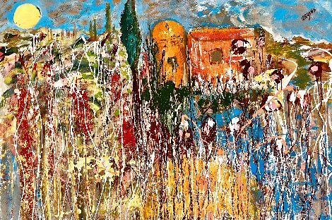 Farm on the Hill Original Painting - Giora Angres