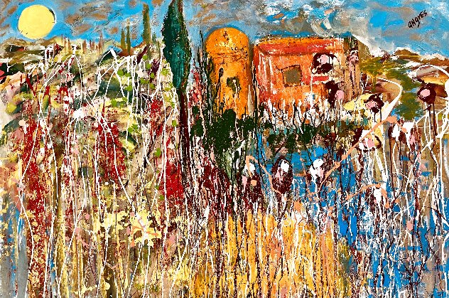 Farm on the Hill Original Painting by Giora Angres