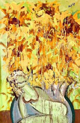 Golden Bouquet 2020 40x62 - Huge Original Painting - Giora Angres