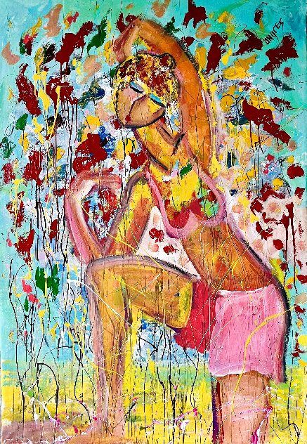 She Wears Short Shorts 2024 62x46 - Huge Original Painting by Giora Angres