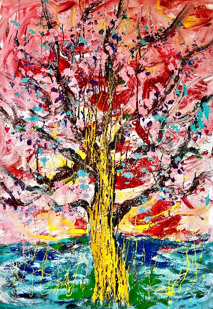 Riding the Waves of Change 2024 62x45 - Huge Original Painting - Giora Angres