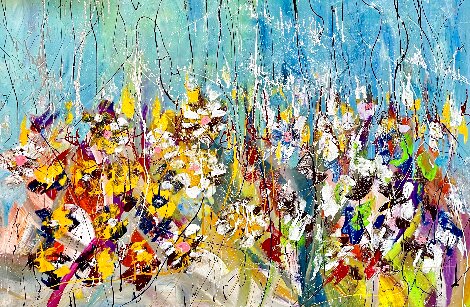 Bees in the Sky 2017 45x62 - Huge Original Painting - Giora Angres