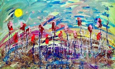 Butterfly and Sky 2017 45x62 - Huge Original Painting - Giora Angres