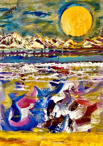 Supermoon 2024 62x45 - Huge Original Painting - Giora Angres