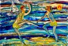 Moonlight Volleyball 2024 45x62 - Huge Original Painting by Giora Angres - 1