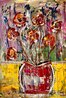 Gold and Silver Flowers -  2024 - 62x46 - Huge Original Painting by Giora Angres - 1