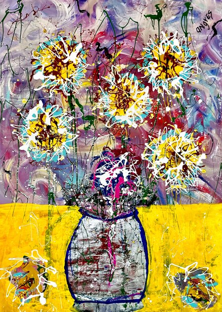 Organica 2005 62x45 Mixed Media on Canvas - Huge Original Painting by Giora Angres