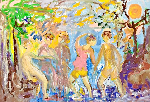 Blue Sky 2006 48x60 -  Mixed Media on Canvas - Huge Original Painting by Giora Angres